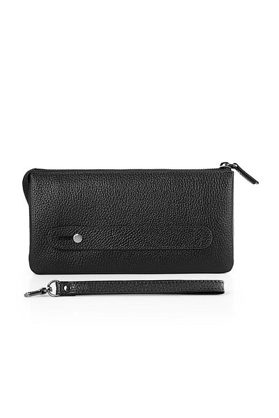 Polo Air 100% Genuine Leather Men's Hand and Wrist Bag Black Color Etn-50-S