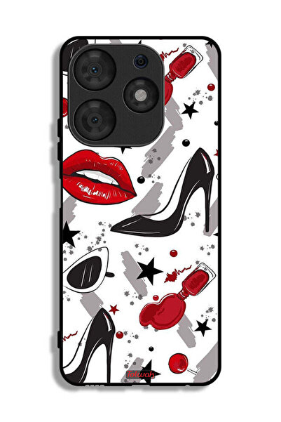 Tolwak غطاء حماية لهاتف تكنو سبارك 10 برو برسومات أحمر الشفاه والأحذية