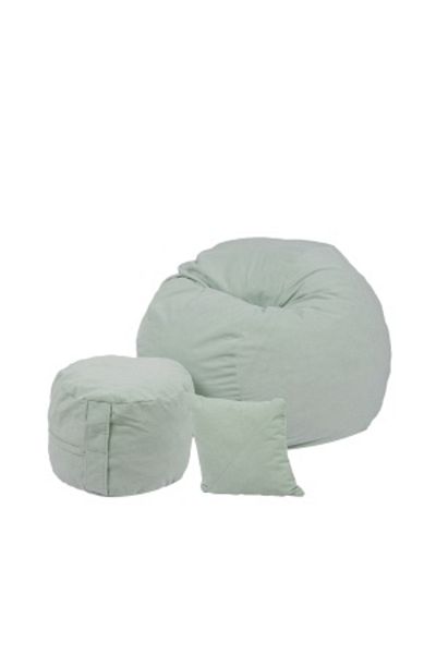Pufrelax Matusalem Armchair Set with Ottoman (footrest) and Cushion, Textile Material - Light Mint