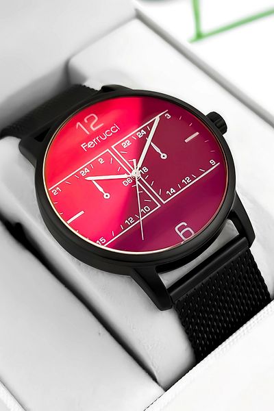 Ferrucci Function Men's Wristwatch Steel Cord Black Bracelet Gift 3Atm Sdfer173