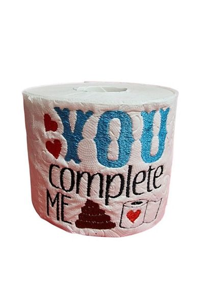 ARIALE Embroidered Toilet Paper 'You complete me', multicolor, cellulose