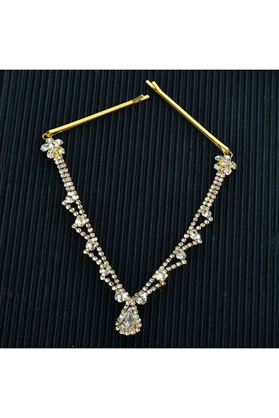 GlassySKY (Gold)Hindi Headgear/Browband/Necklace/Hanfu Crown Hair Hijab Accessory Wedding/Engagement/Bridal/Henna/Birthday