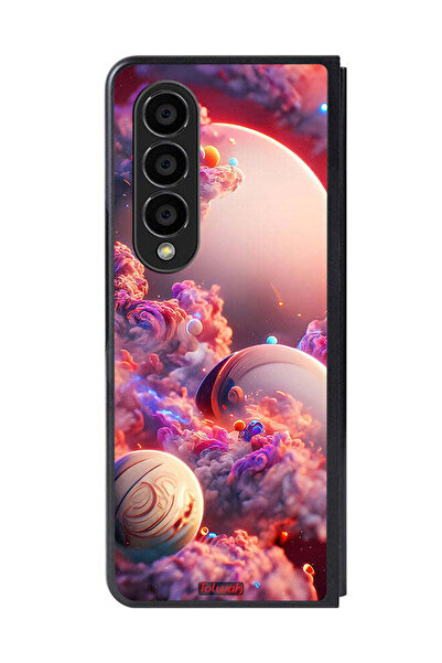 Tolwak غطاء حماية لهاتف سامسونج جالاكسي زد فولد 4 بتصميم غيوم وفن تجريدي