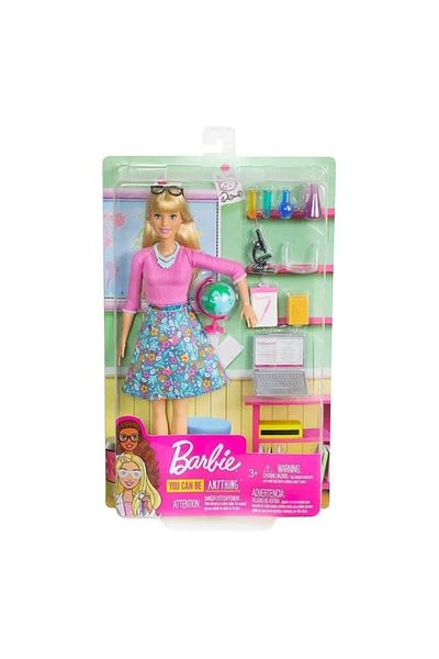 divendi-ro Păpușă Barbie profesoară cu 10 accesorii incluse, vârsta 3+ ani, 20.5x7x32.5cm, multicoloră