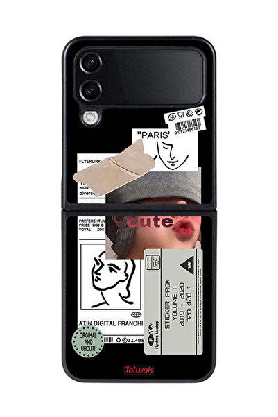 Tolwak غطاء حماية لهاتف Samsung Galaxy Z Flip 4 بملصق لطيف