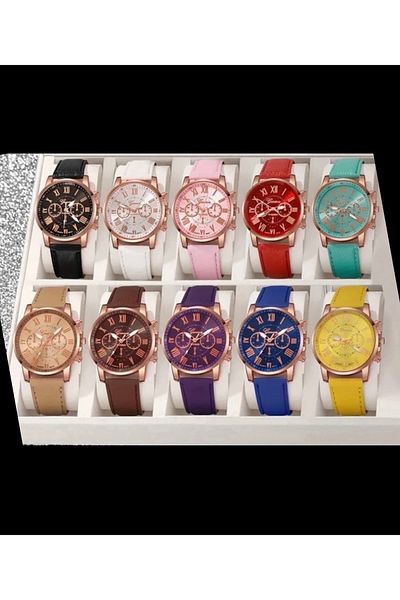 JOJO KIDS Women'S, Men'S, Teenage and Children's Wristwatch, Leather Strap Watch, Elegant Quartz Watch Combo