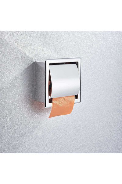 CasaVie Suport hartie igienica incastrat cu capac de protectie, argintiu cromat, cod 1285