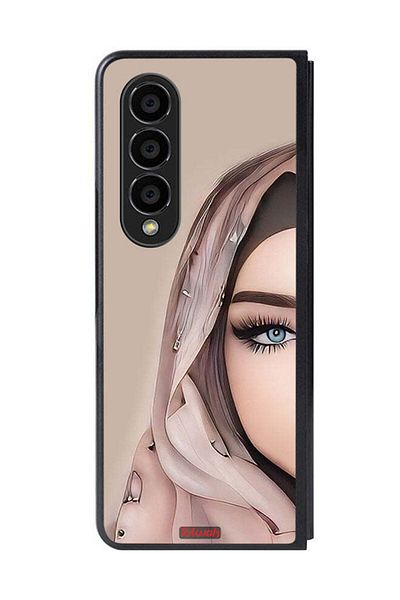 Tolwak Samsung Galaxy Z Fold 4 Protective Case Cover Half Face Girl Art