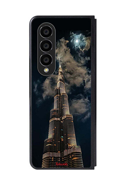 Tolwak غطاء حماية لهاتف سامسونج جالاكسي زد فولد 4 بتصميم برج خليفة في الليل