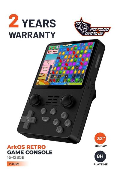 porodo Gaming Arkos Retro Game Console 3.5 16G+128G 3500mAh - Black