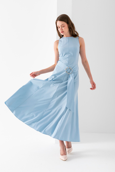 VUNTAL Αμάνικο Μακρύ Φόρεμα με Ζώνη Polyviscon