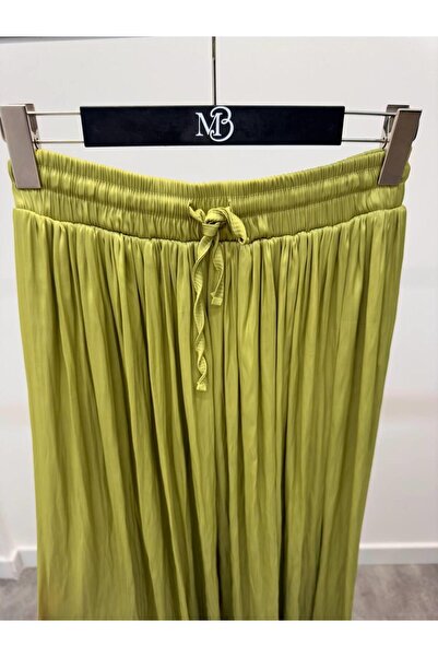 Maldia Shop Women's Crushed Lace Midi Pistachio Green Skirt