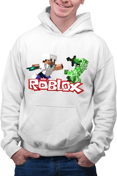 OEM Men's Hoodie Roblox Minecraft Steve Creeper Fight