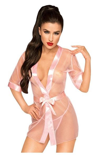 Penthouse Kimono Penthouse, sexy cu chilotei tip string, Midnight Mirage, Roz, One Size (S-L)