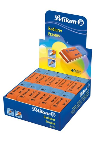 Pelikan Eraser BR40, Color Red/Blue, Material Rubber, Dimensions 42x8x18mm, Set of 40