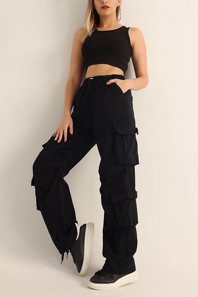 My Blog Black Elastic Leg Trousers