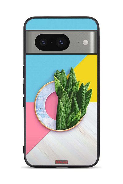 Tolwak Google Pixel 8 Protective Case Cover Leaves Abstract Pattern