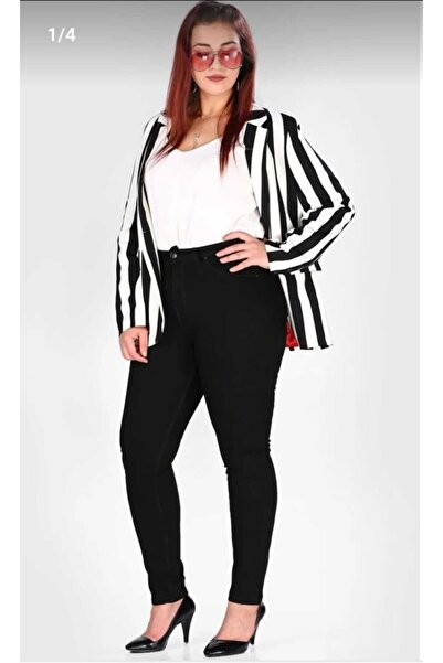 Lixera Black High Waist Lycra Plus Size Battal Jean Trousers