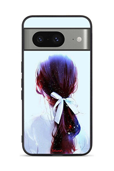 Tolwak غطاء حماية لهاتف Google Pixel 8 بتصميم ربطة شعر مع رباط شعر فني للفتيات