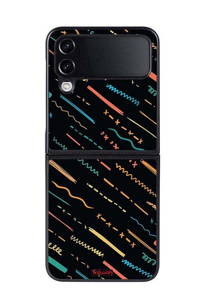 Tolwak Samsung Galaxy Z Flip 4 Protective Case Cover X Lines Abstract Pattern