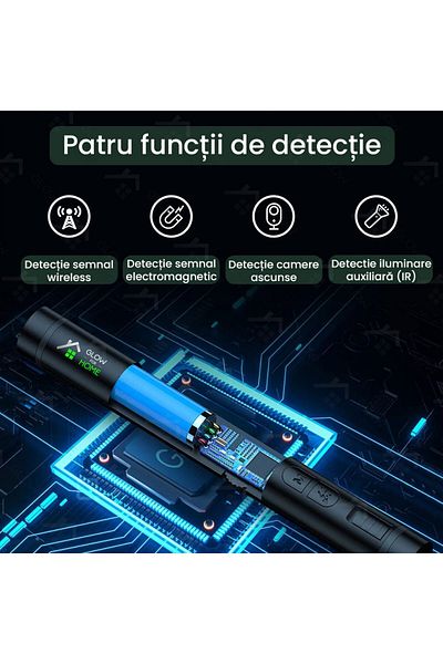 GlowforHome Dispozitiv Detector Aparate Spionaj GlowforHome, camere, microfoane, GPS, GSM, antispion, 1–8000MHz