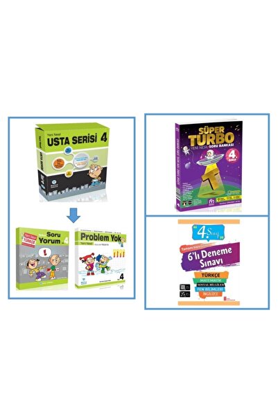Mavi Tebeşir Yayınları 4. Sınıf Usta Serisi-model Süper Turbo Soru Bankası-ata 6'lı Deneme Sınavı (3'lü Süper Set)