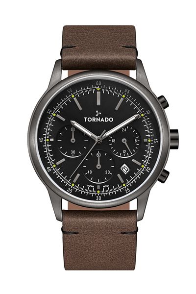 Tornado ساعة رجالية كلاسيكية متعددة الوظائف بمينا أسود - T24108-XLDB