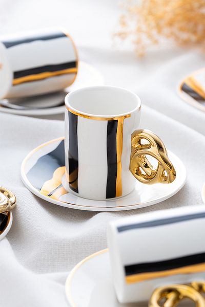 ACAR Cool Black Coffee Cup Set for 6 People - 90 ml