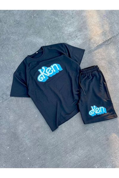 C&Z Collection Men's Printed Double Shorts Set - Black