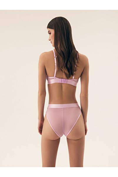 Bloovii Slip brazilian pentru femei, cu talie înaltă, detalii din plasă și bandă în talie cu text | Lirage