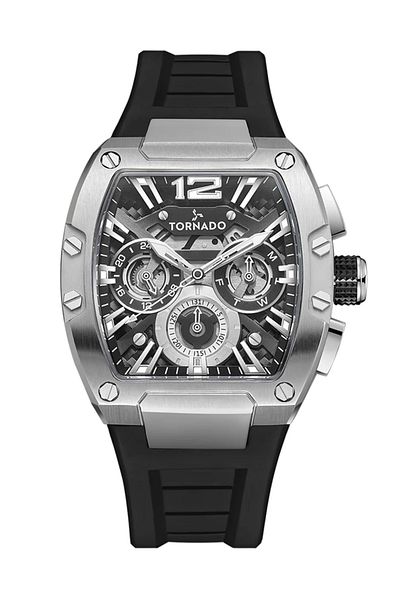 Tornado XENITH Men's Multi Function Black Dial Watch - T23105-SSBB