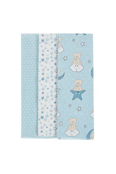 OEM Set 3 cearceafuri finet pentru bebe, 80x80 cm, Albastru