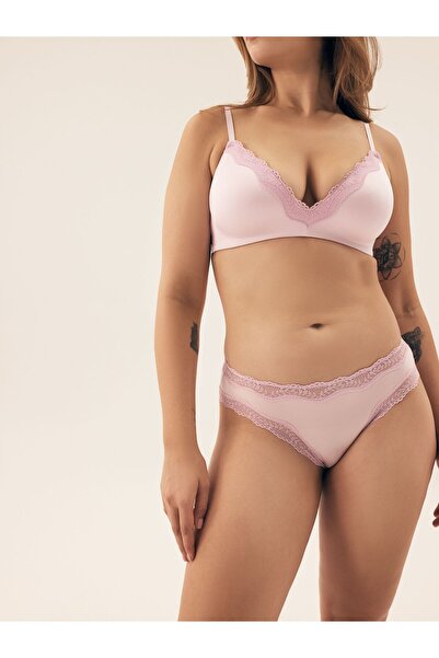 Bloovii Chiloți de damă din material neted cu tiv drăguț din dantelă | Selsey