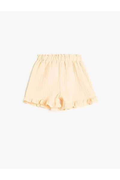 Koton Baby Girl Ruffle Shorts Elastic Waist Textured Cotton 4Smg40015Aw Pink