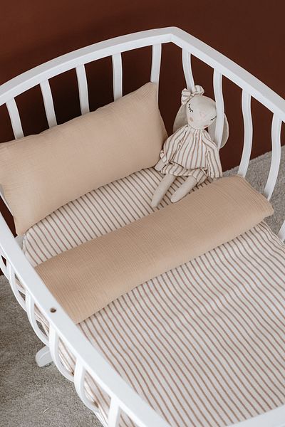 TBA COLLECTION Baby Size Muslin Duvet Cover Set (100X150) |   Line Series - Beige