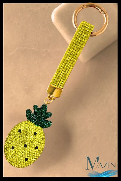 MAZEN Pineapple Stone Charm Keychain |   Sparkly Bag Accessory |   Cute and Stylish Design