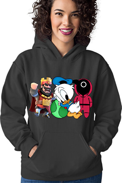 OEM Γυναικείο Φούτερ με Κουκούλα Donald Duck Squid Game Clash of Clans Kids
