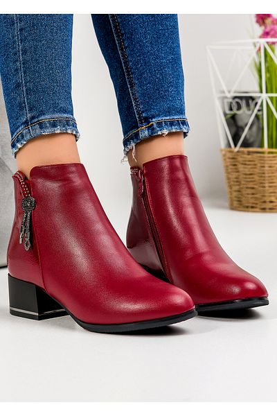 starlike Women's burgundy fur ankle boots A174