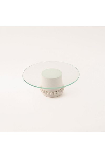 LA MESA Selah off-white glass cake stand 30.5*30.5*12 cm