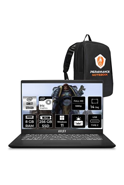 MSI Modern 14 i7 1355U 8GB 256GB SSD 14" FHD 60Hz W11H Taşınabilir Bilgisayar...