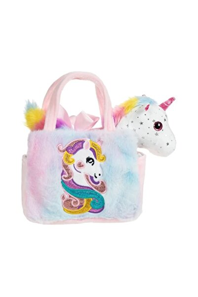 divendi-ro Bebeluș de unicorn în geantă cu blană artificială colorată și scli...