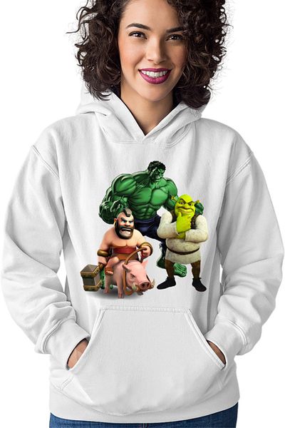 OEM Hanorac Femei Hulk Shrek Clash of Clans Pig Ride Survival