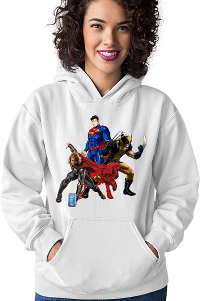 OEM Women's Hoodie Thor Marvel Wolverine Superman Axe Superhero