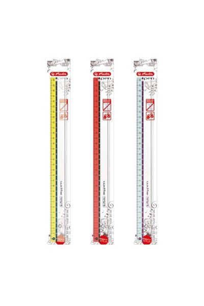 Herlitz Riglă My.pen, lungime 30 cm, material plastic, 3 combinații de culori, 1 buc.