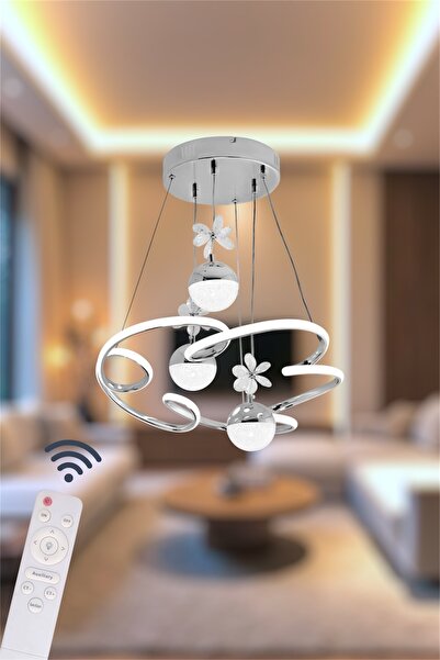 EYSHOP Modern Krom 3’lü Toplu Cloud Model 3 Renk Kumandalı (beyaz&sarı&günışı...