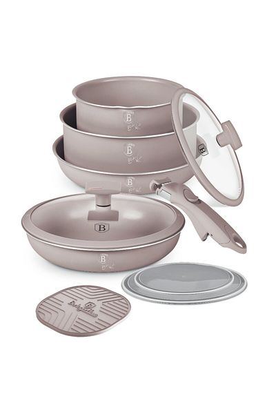 Berlinger Haus Titanium-Coated Cookware Set, 9 Pieces, Taupe Collection
