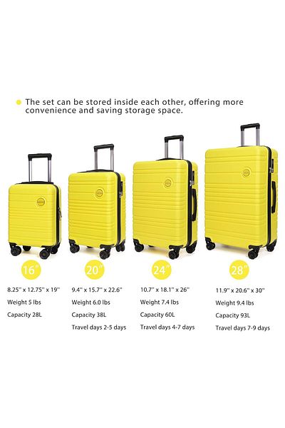 SUMAKA ABS+PC Travel Luggage set 6 pcs 16“+20”+24“+28” with backpack & toiletry bag - Hardshell Lightweight