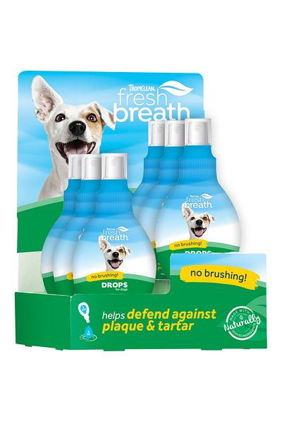 Tropiclean Fresh Breath by 6pc Drops for Dogs Display