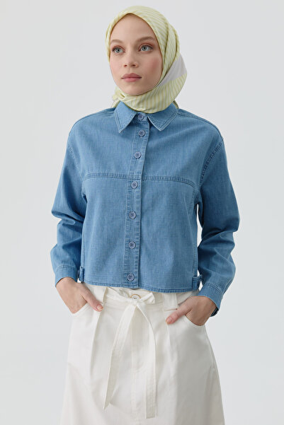 Tuğba Mana Twill İpek Eşarp - Açık Yeşil