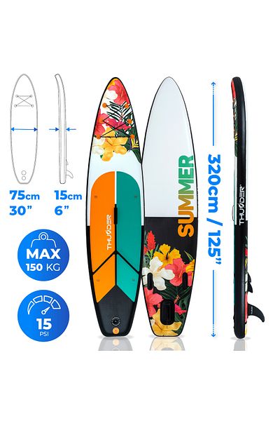 Thunder Placa Sup Gonflabilă Nox, 320x75x15cm, Set Cu Rucsac, Scaun, Pompă, Multicolor